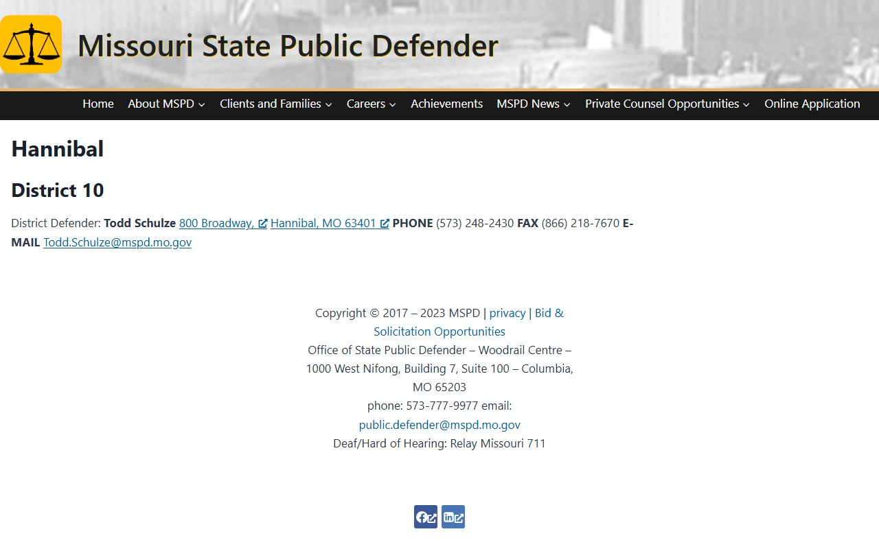 Clark County arrest records and court charges public defender Hannibal District 10