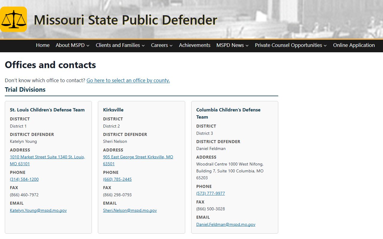 Clark County arrest records and court charges Missouri public defender office list