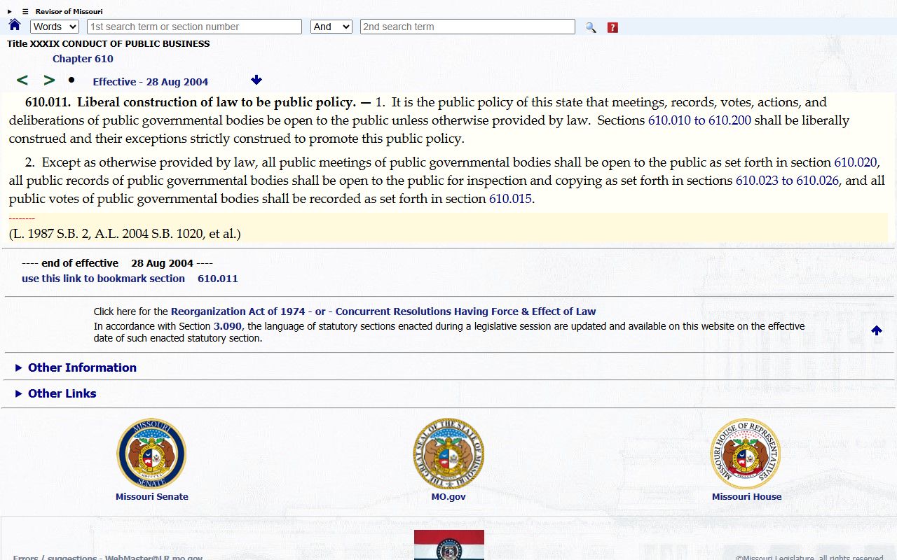 Clark County court records Missouri public policy of open records