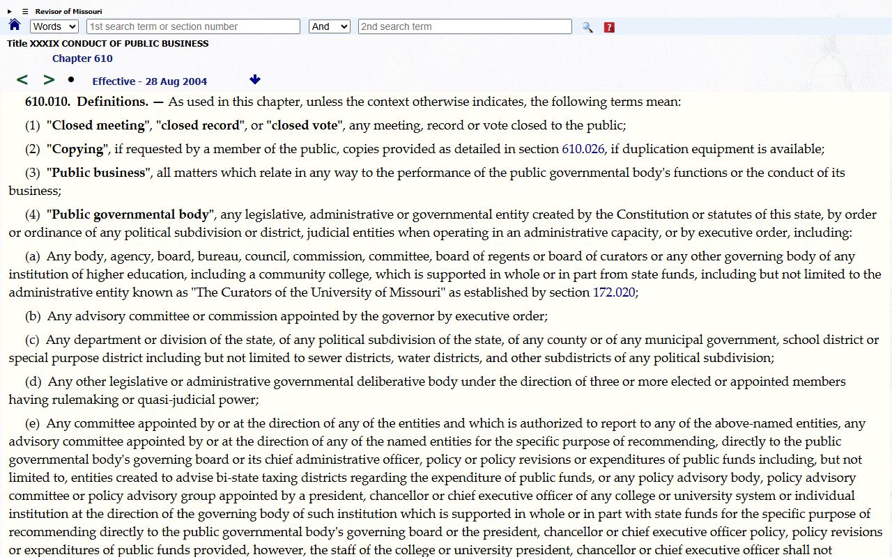 Clark County court records Sunshine Law definitions