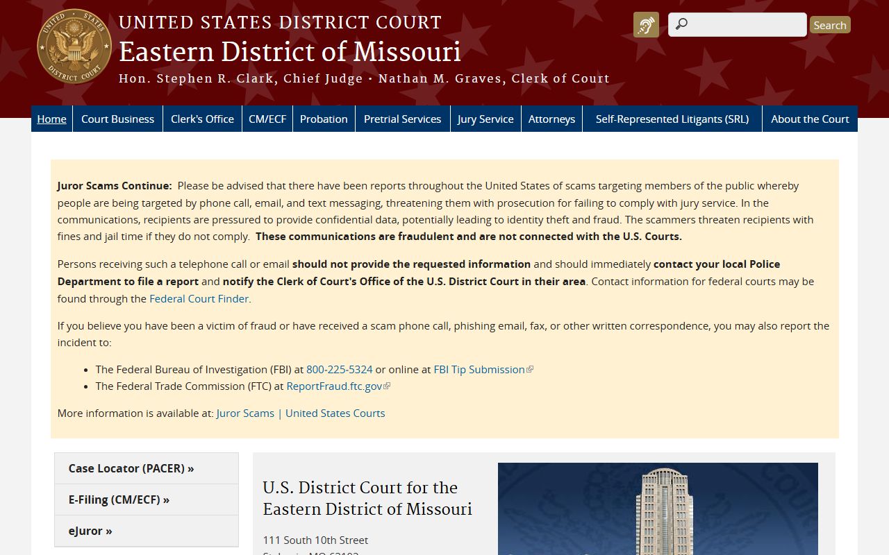 Clark County Circuit Court separate federal court homepage