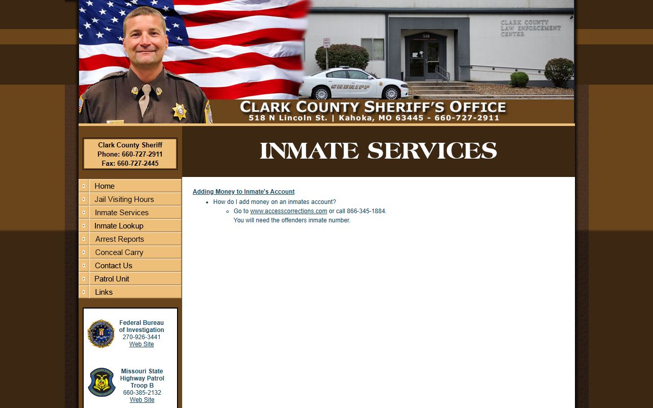 Clark County inmate records inmate services page